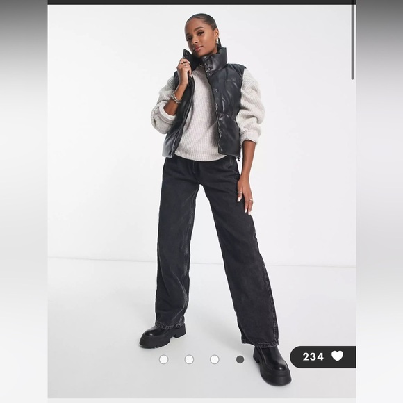 New Look Jackets & Blazers - New Look Black Faux Leather Padded Puffer Vest Women’s Size 10 Petite / Large